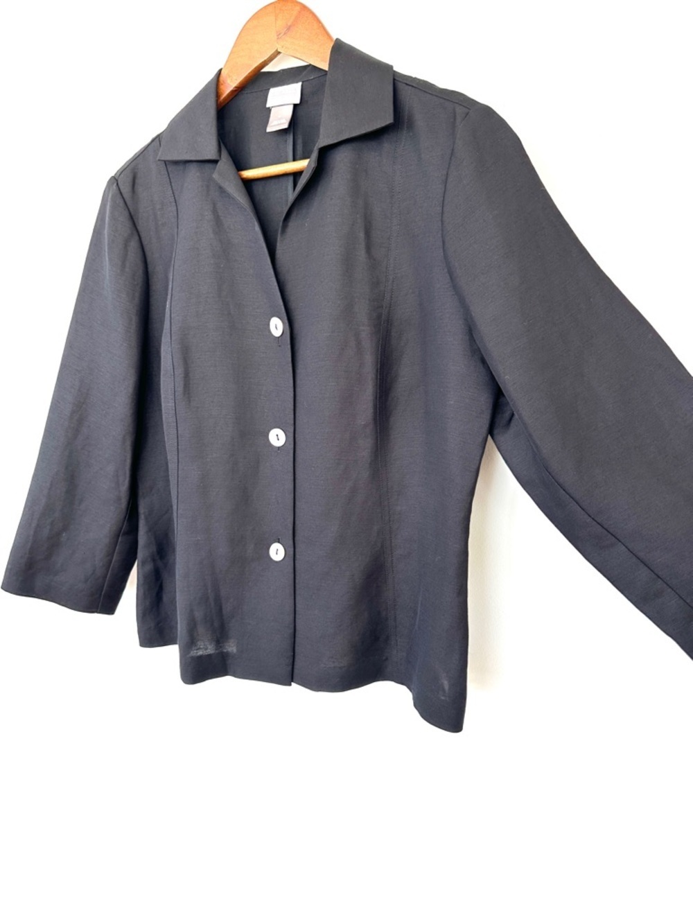 Sigrid Olsen Button-Front Women's Shirt/Jacket, 3/4 Sleeves, Fitted, Linen